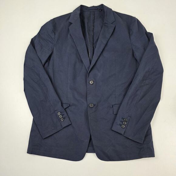 Theory Blazer Mens 42 Navy Blue Simons Lenix Two Button Stretch Cotton Jacket - Picture 1 of 15